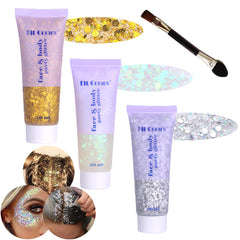 Angels Beauty front packaging showing white silver and gold tubes, clear labeling and benefit of easy application