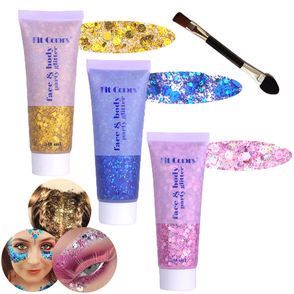 Angels Beauty tube front view showing colorful glitter gel and label benefit instant sparkle