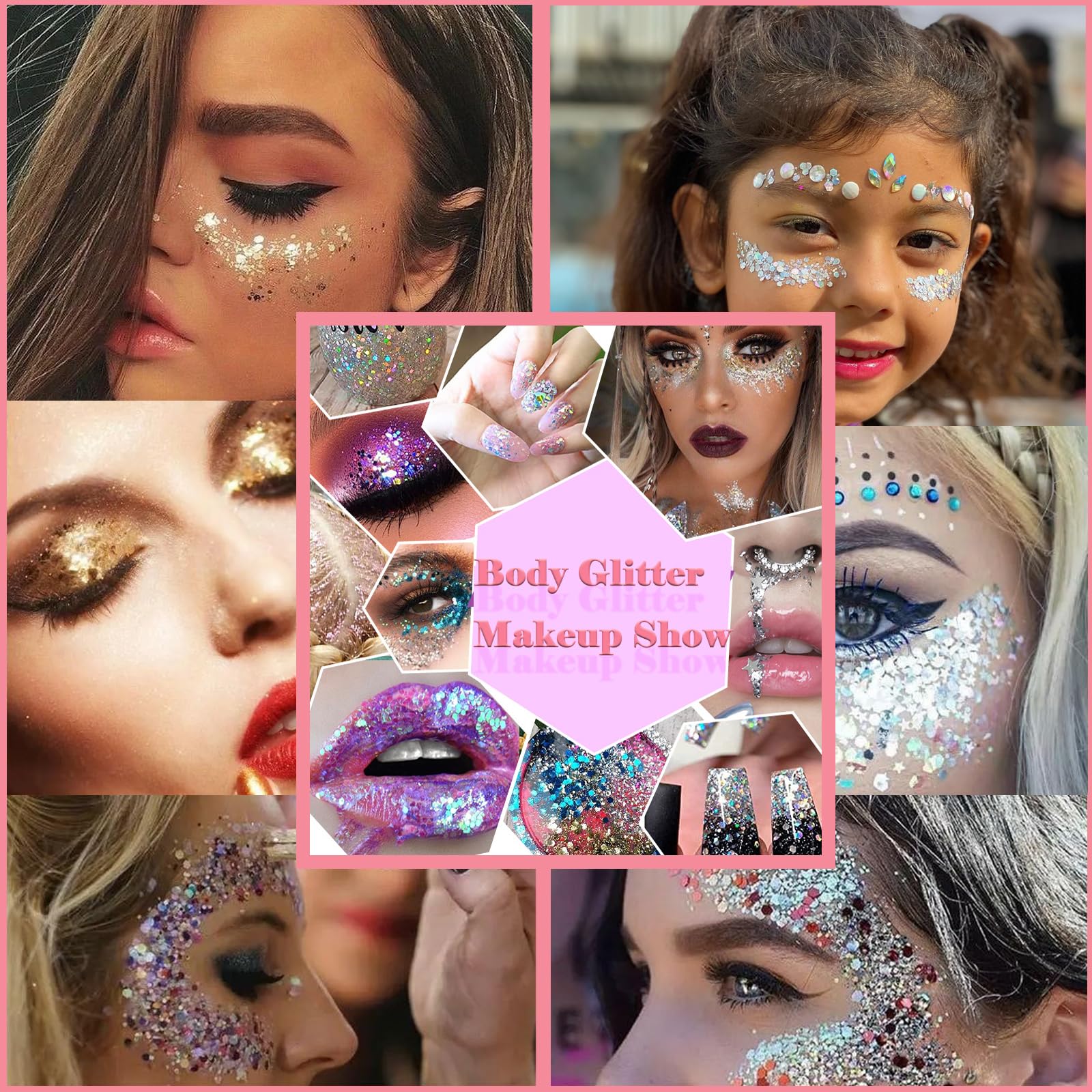 Angels Beauty open tube displaying holographic chunky sequins for dramatic sparkle