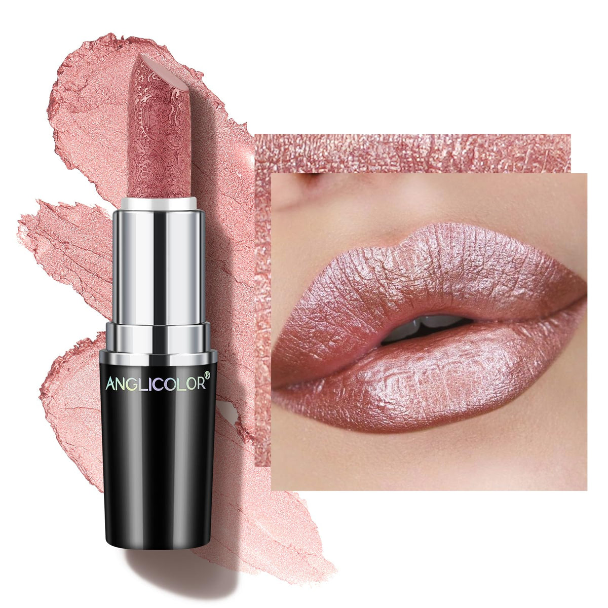 Anglicolor PURE ENVY front tube showing metallic nude pink shade and elegant design