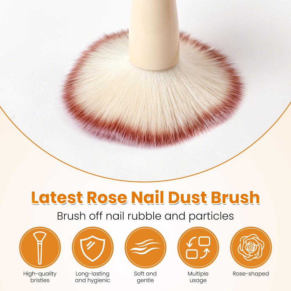 ANGNYA brush in use sweeping nail dust for a cleaner manicure workspace
