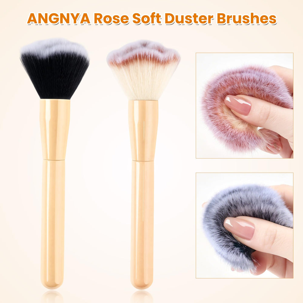 ANGNYA close-up of soft nylon bristles capturing fine powder for precise cleaning