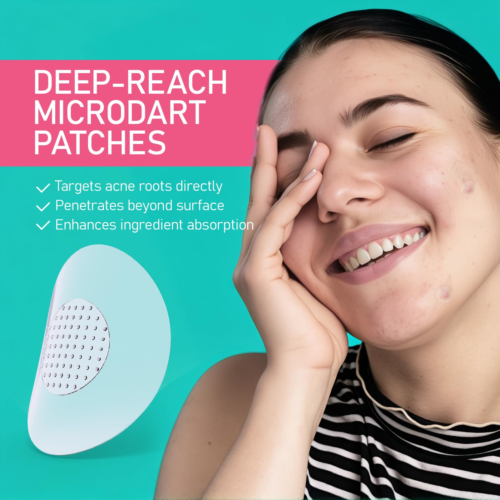 ANGTICS close-up microdart texture highlighting dissolvable darts and targeted delivery benefit