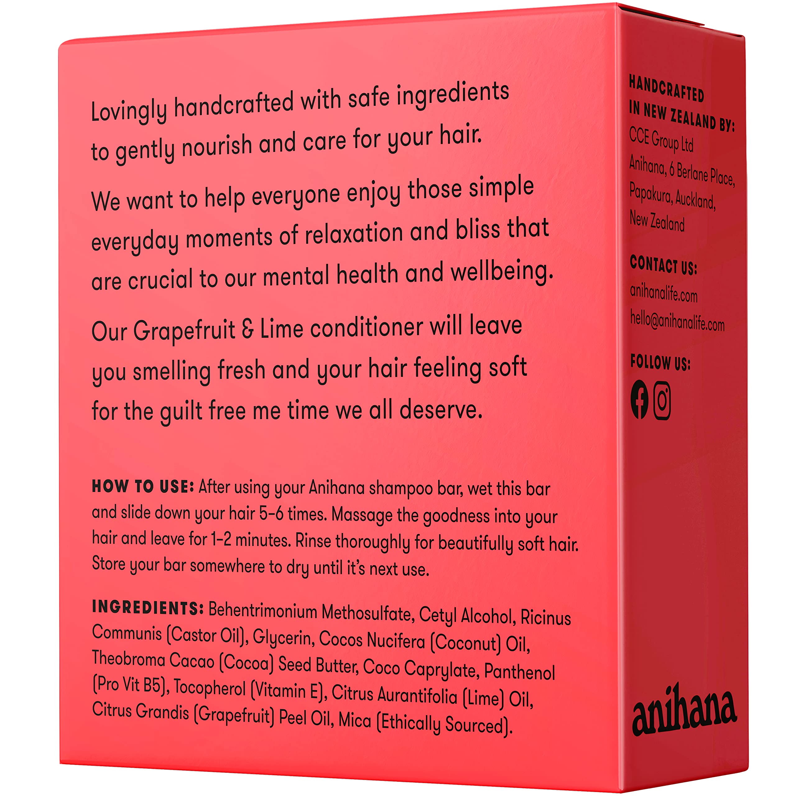 ANIHANA conditioner bar compostable packaging emphasizing reduced plastic waste