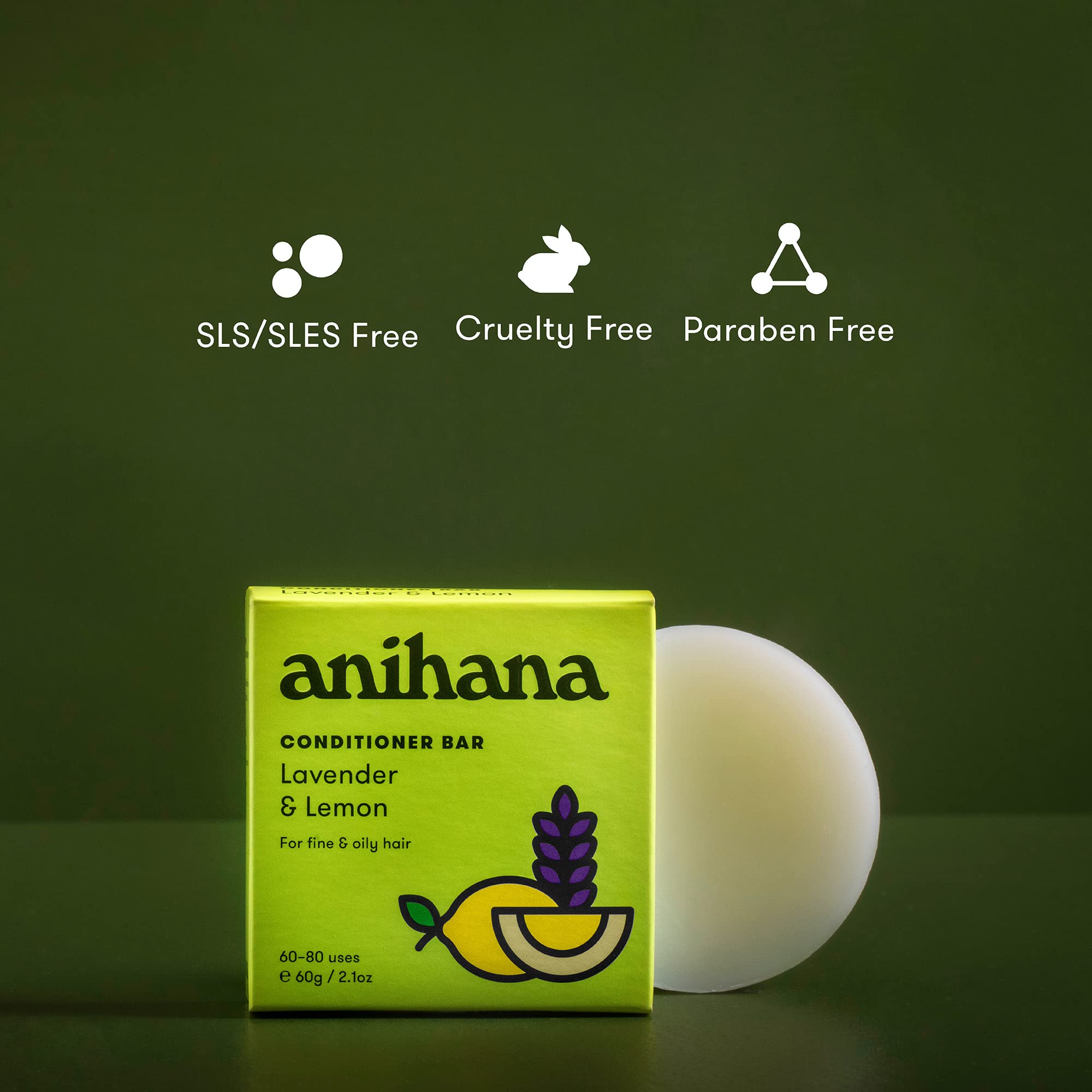ANIHANA conditioner bar in hand for scale showing travel-friendly size benefit