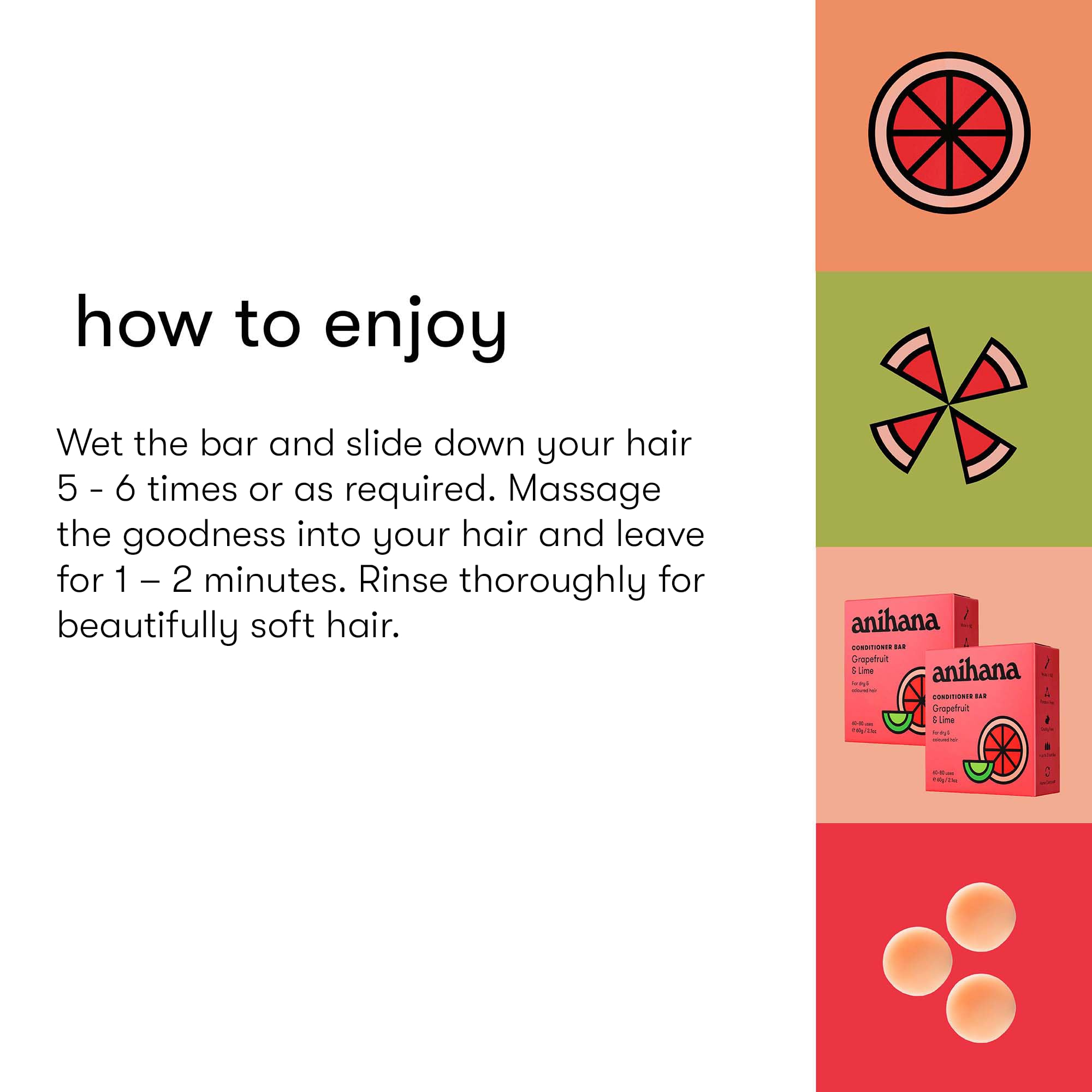 ANIHANA conditioner bar being rubbed to create lather for quick conditioning benefit