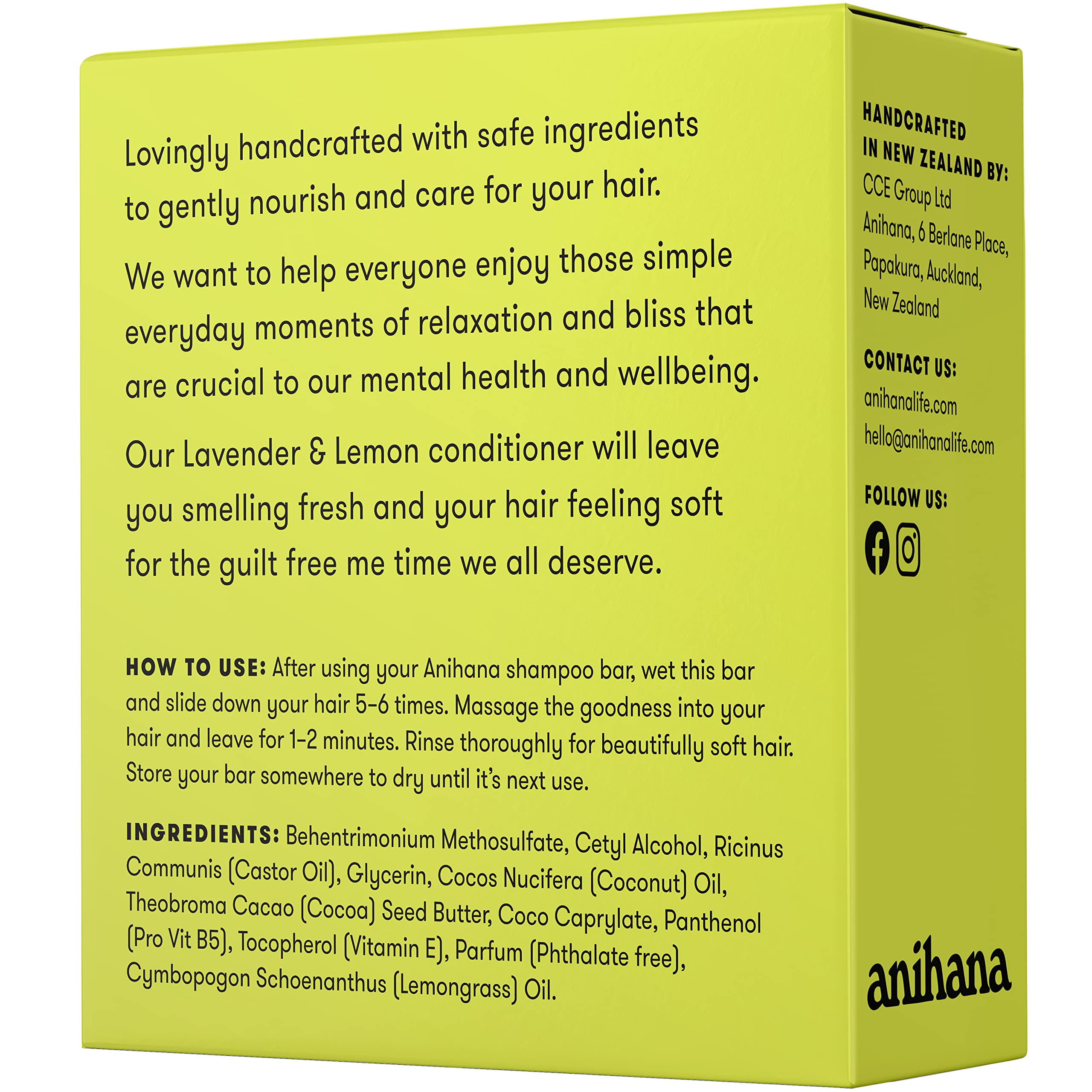 ANIHANA conditioner bar with lavender and lemon props evoking fresh scent benefit