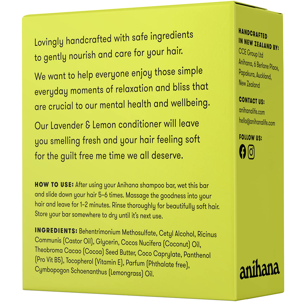 ANIHANA conditioner bar with lavender and lemon props evoking fresh scent benefit