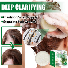 ANKOOY shampoo and conditioner bars in use on wet hair for easy travel