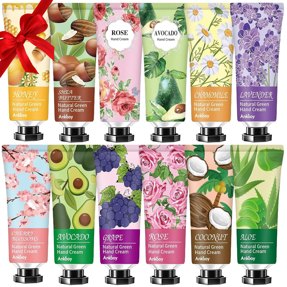 ANKOOY front packaging showing 12 mini hand cream tubes and scent variety benefit