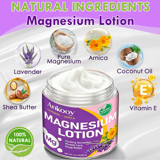 ANKOOY magnesium lotion pump bottle emphasizing fast-absorbing skin hydration