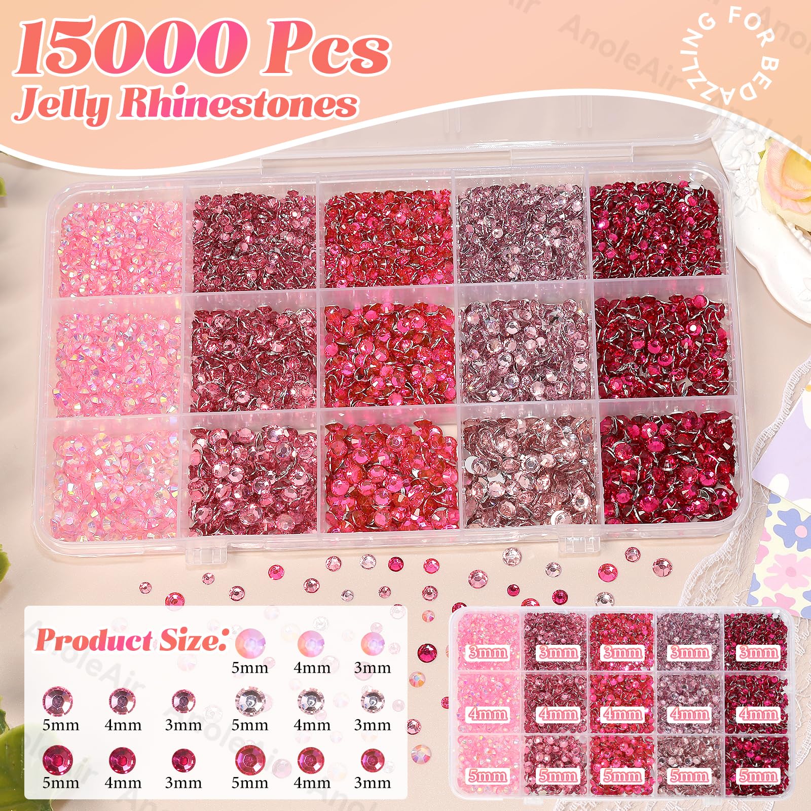 AnoleAir close-up of jelly rhinestone facets highlighting glossy light reflection benefit