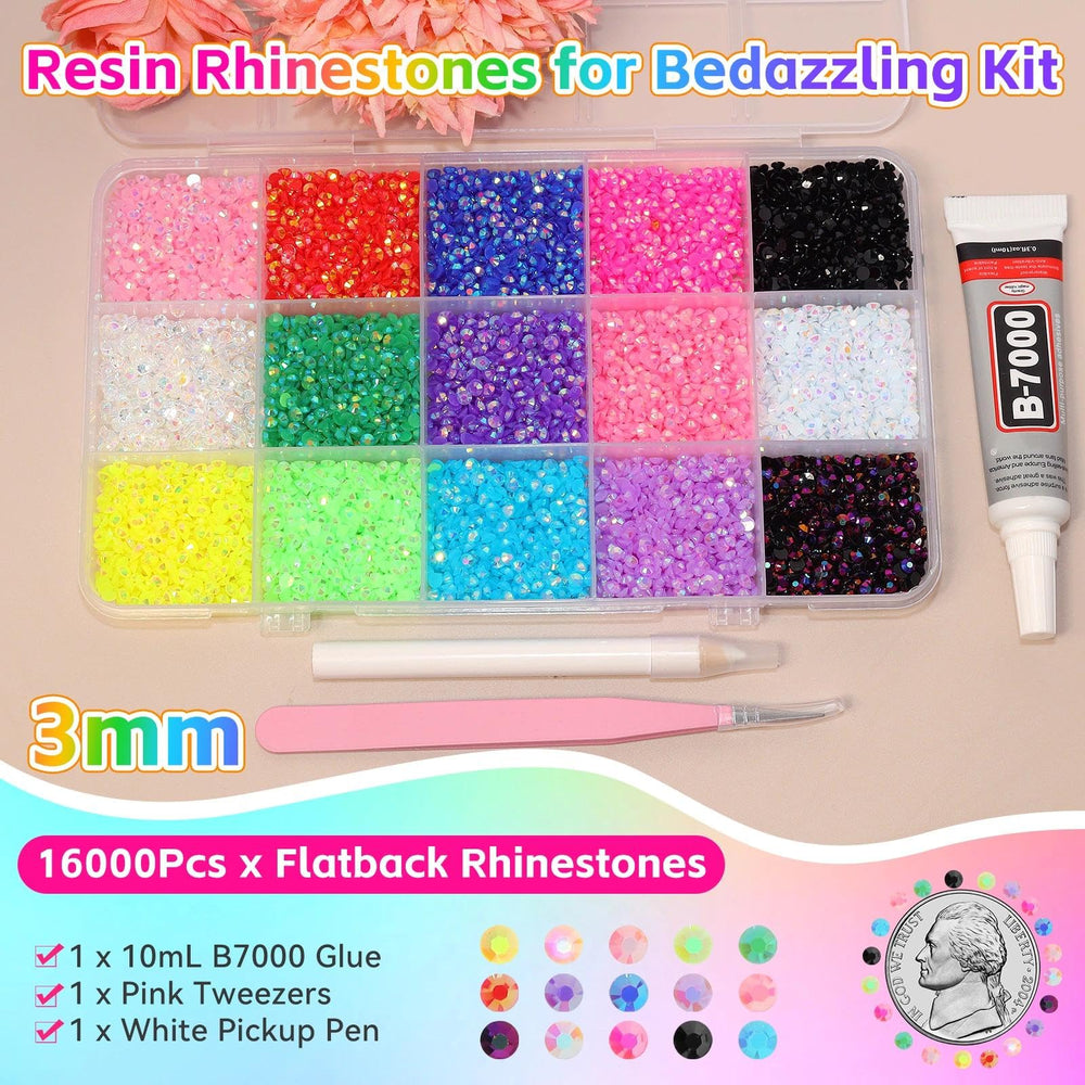 AnoleAir colorful 3mm gems close-up showing color range for versatile designs
