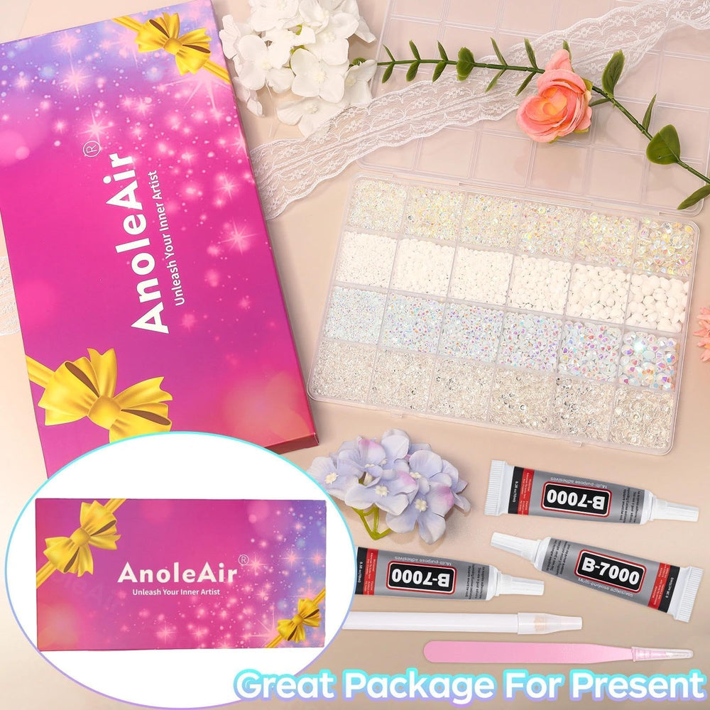 AnoleAir compartmented storage box keeping rhinestones sorted and accessible