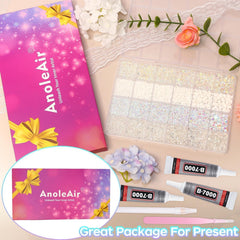 AnoleAir compartmented storage box keeping rhinestones sorted and accessible