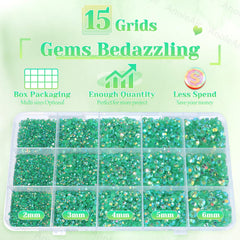 AnoleAir flatback gems spread to show varied 2–6mm sizes for easy gluing