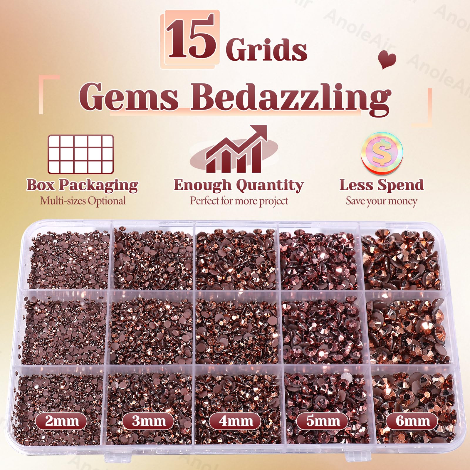 AnoleAir flatback rhinestones reflecting light and showing glossy facet detail for shine