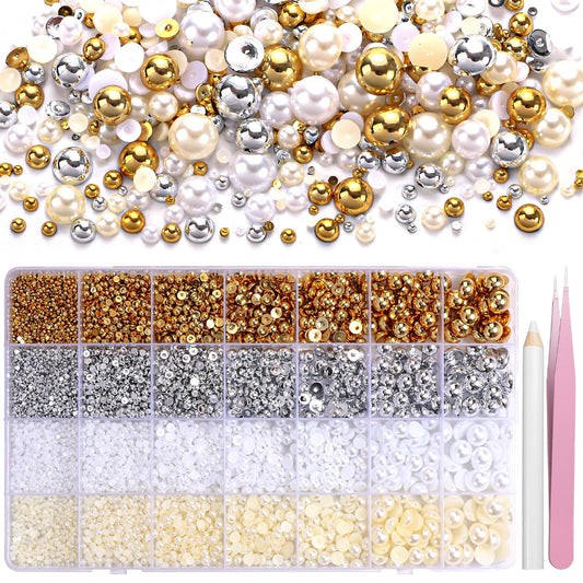 AnoleAir front box view showing 28 compartments and mixed-color pearls for organized crafting