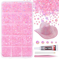 AnoleAir front packaging showing 12000 light pink rhinestones kit and tools for instant crafting