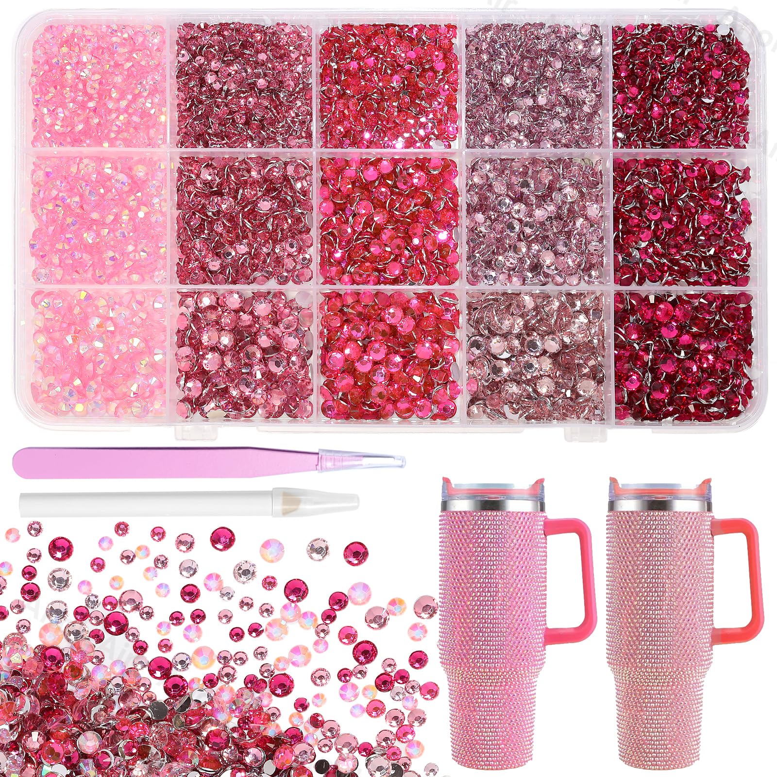 AnoleAir front packaging showing pink rhinestones and included tools for easy crafting