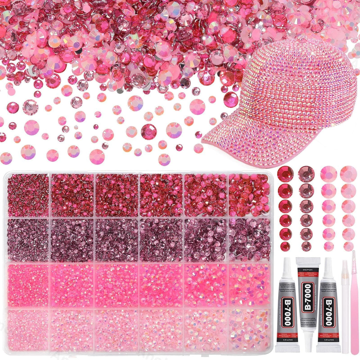 AnoleAir front packaging showing full rhinestone kit and storage benefits