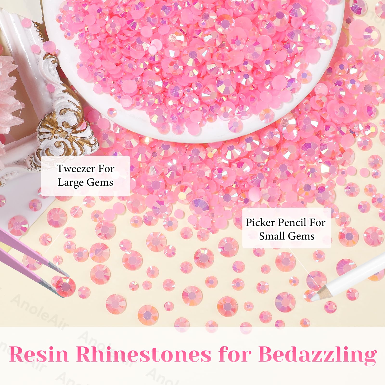 AnoleAir pink gems adhered to a tumbler demonstrating secure, shiny decoration
