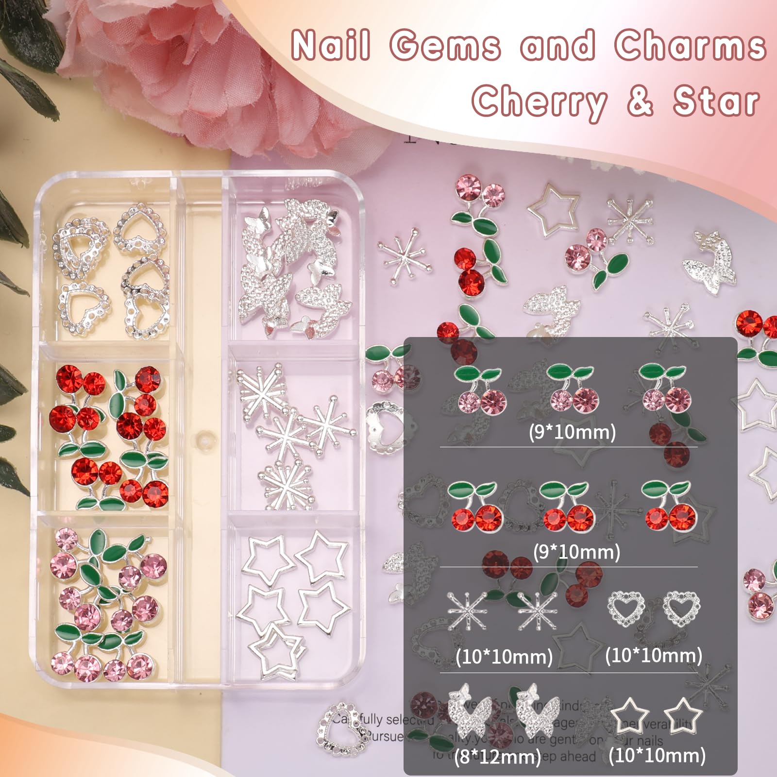 AnoleAir overhead grid showing organized 72-piece silver charm assortment for quick selection