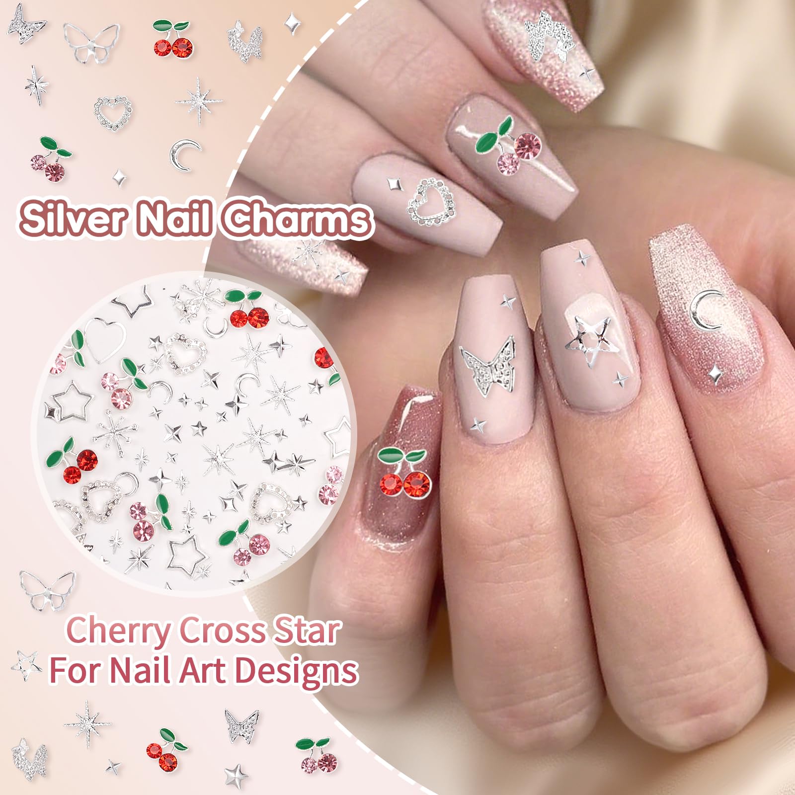 AnoleAir charms applied on an acrylic nail illustrating polished, eye-catching accent