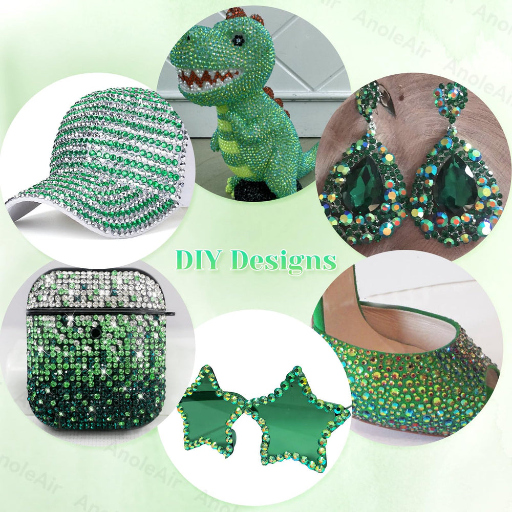 AnoleAir festival makeup look using green gems to add eye-catching decorative accents