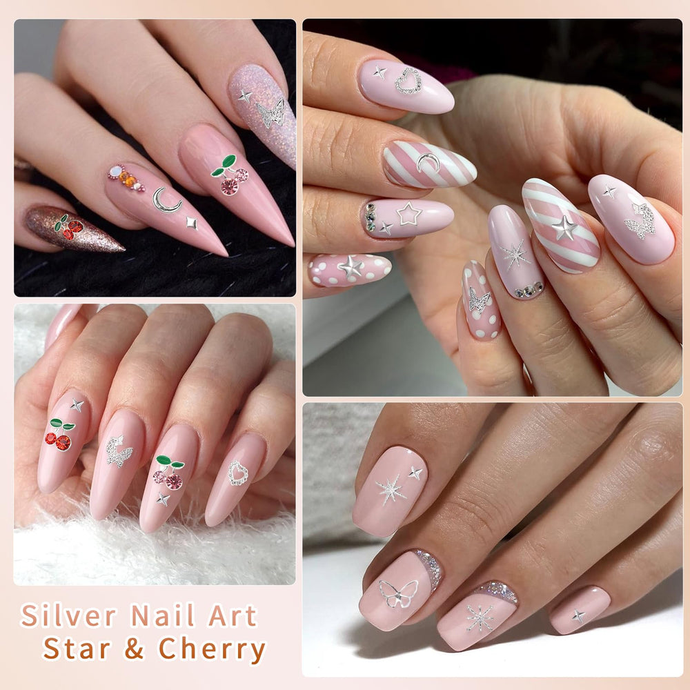 AnoleAir styled manicure scene showing charms adding sparkle to a finished hand look