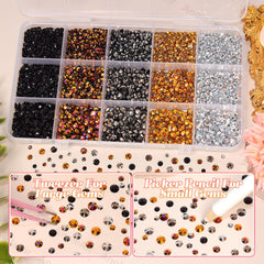 AnoleAir mixed gold silver black tan brown gems spread to show color variety