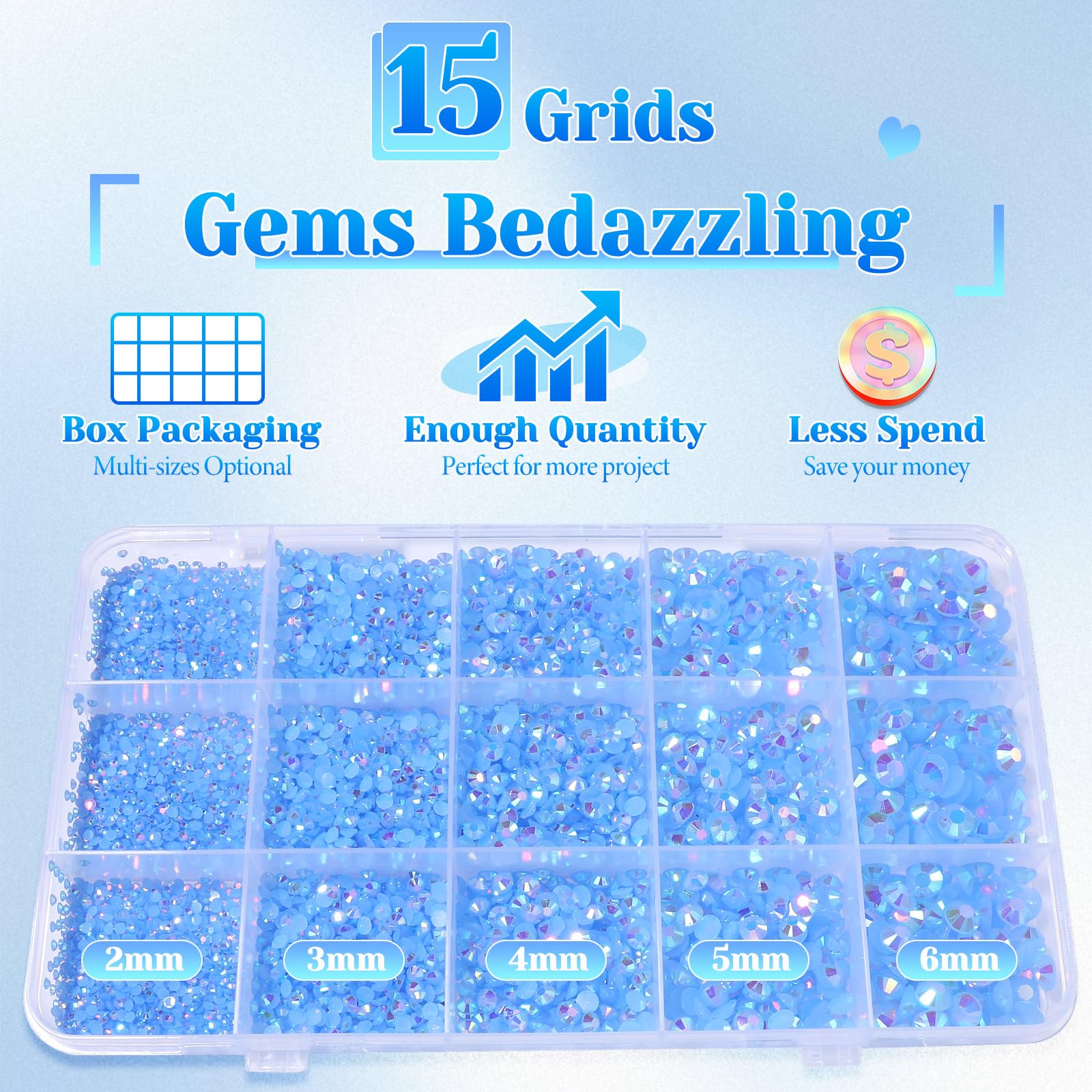 AnoleAir mixed sizes displayed in organizer to show 2mm to 6mm size variety
