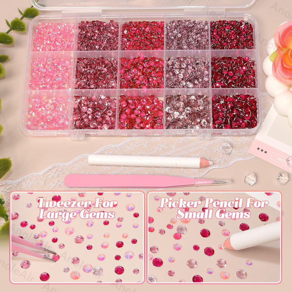 AnoleAir scattered 3mm 4mm 5mm gems displaying size variety for design flexibility