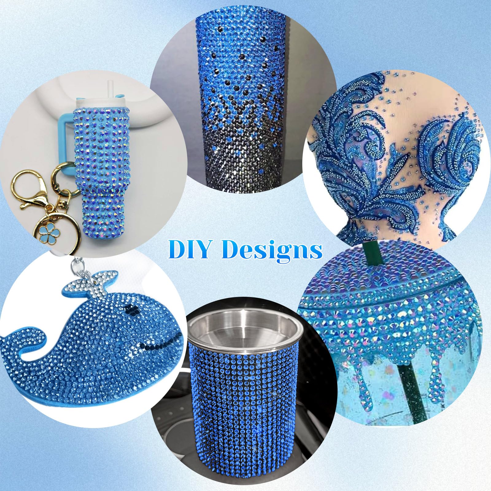 AnoleAir blue rhinestones used for nail art demonstrating detail and pop