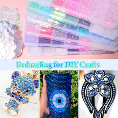 AnoleAir nail art topped with flatback blue gems for detailed, long-lasting manicure sparkle
