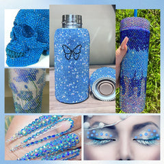 AnoleAir rhinestones applied to tumbler before epoxy creating layered sparkle