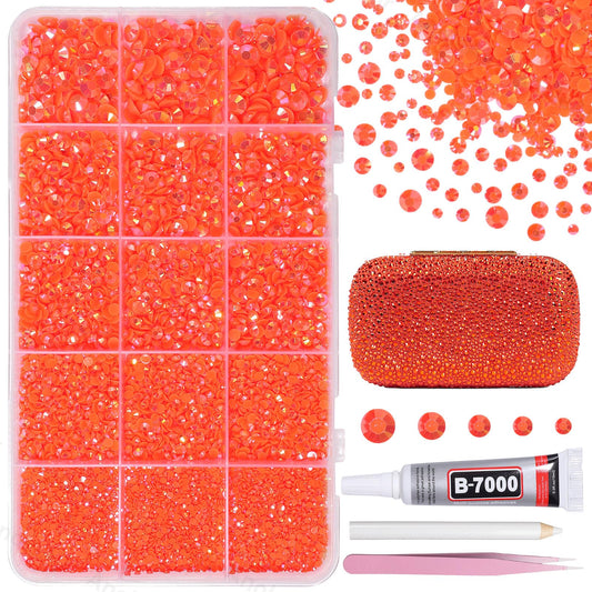 AnoleAir orange rhinestones packed in jars showing quantity and organization benefit