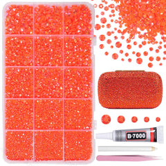 AnoleAir orange rhinestones packed in jars showing quantity and organization benefit