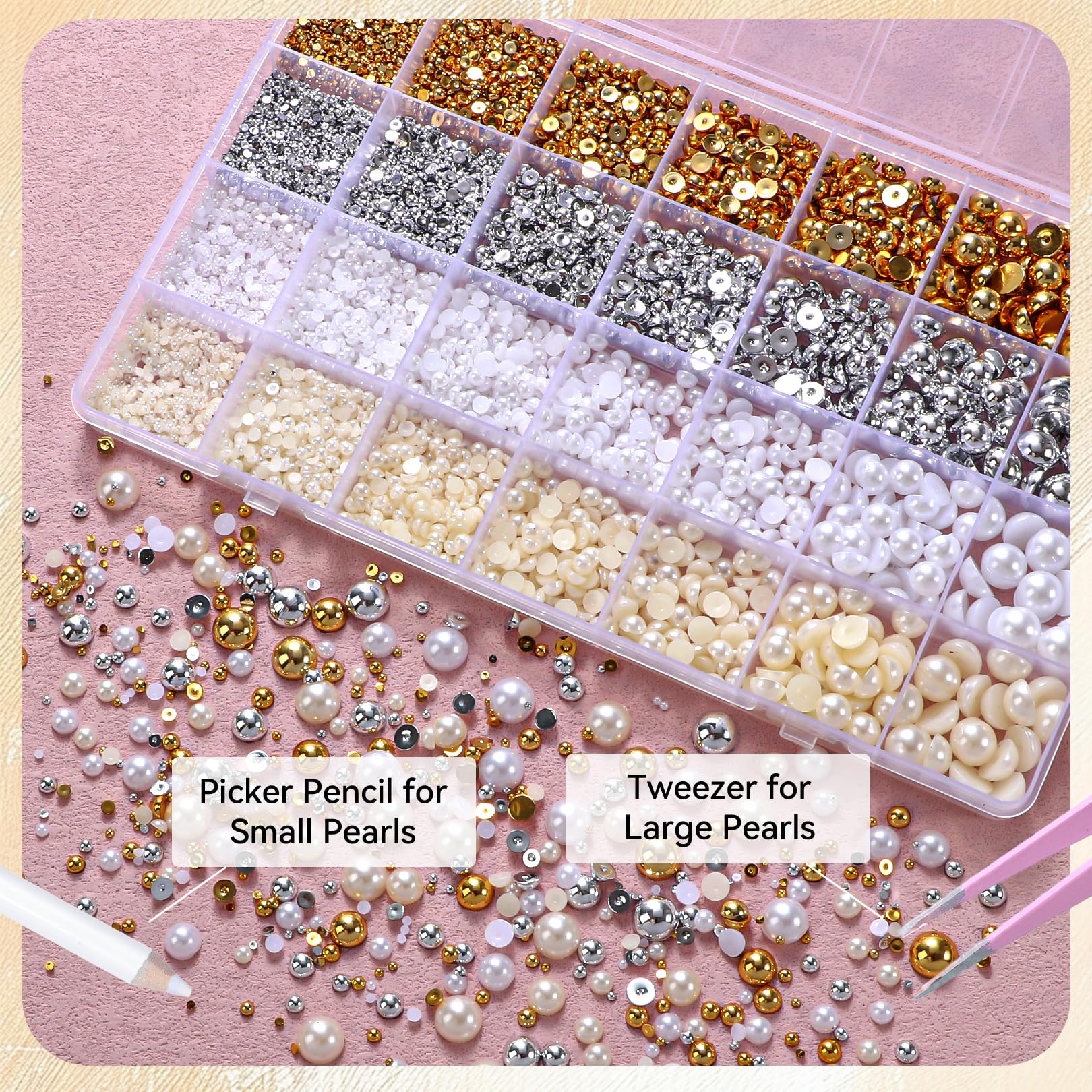 AnoleAir pearls applied on nail art demonstrating clean flatback adhesion benefit