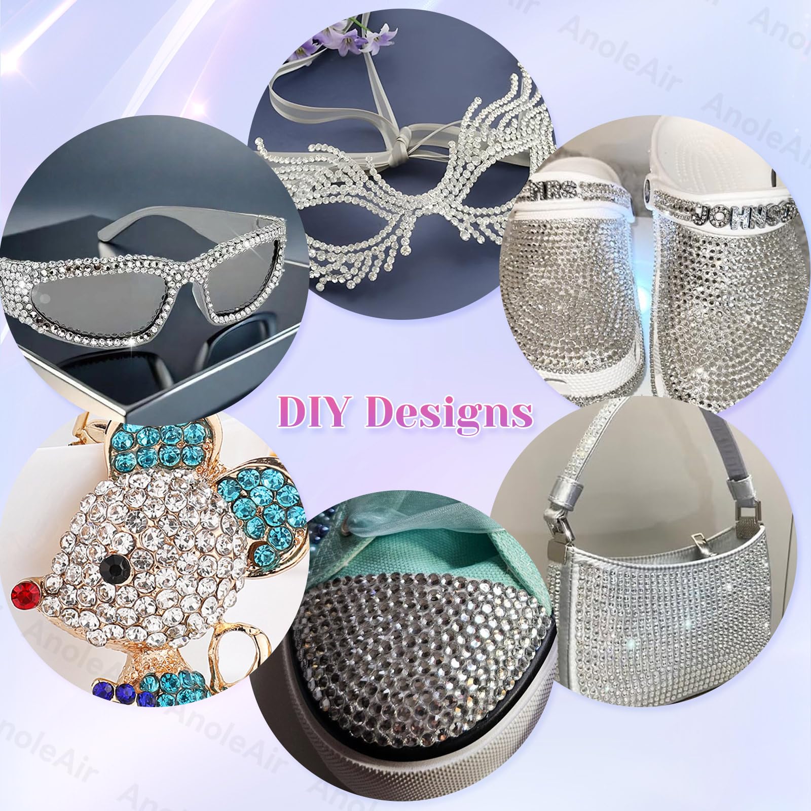 AnoleAir rhinestones applied to a tumbler demonstrating full-coverage decoration benefit