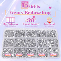 AnoleAir assorted 2–6mm rhinestones spread by size for design planning and variety