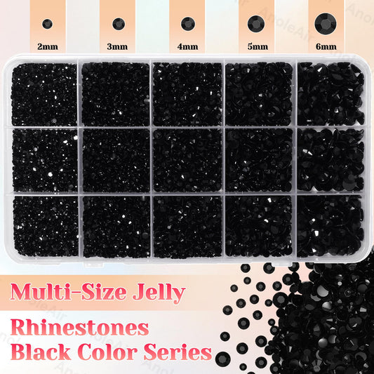 AnoleAir mixed 2-6mm rhinestones spread out showing size variety and options