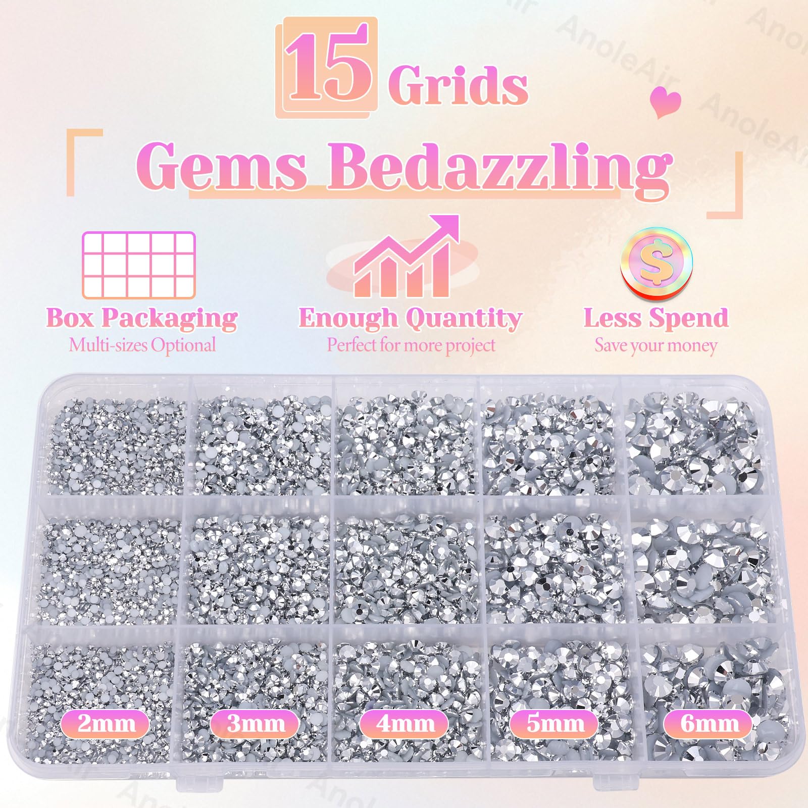 AnoleAir tweezer and pickup pencil with gems for precise placement benefit of control