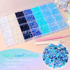 AnoleAir decorated tumbler with blue gems demonstrating secure adhesion and dazzling finish
