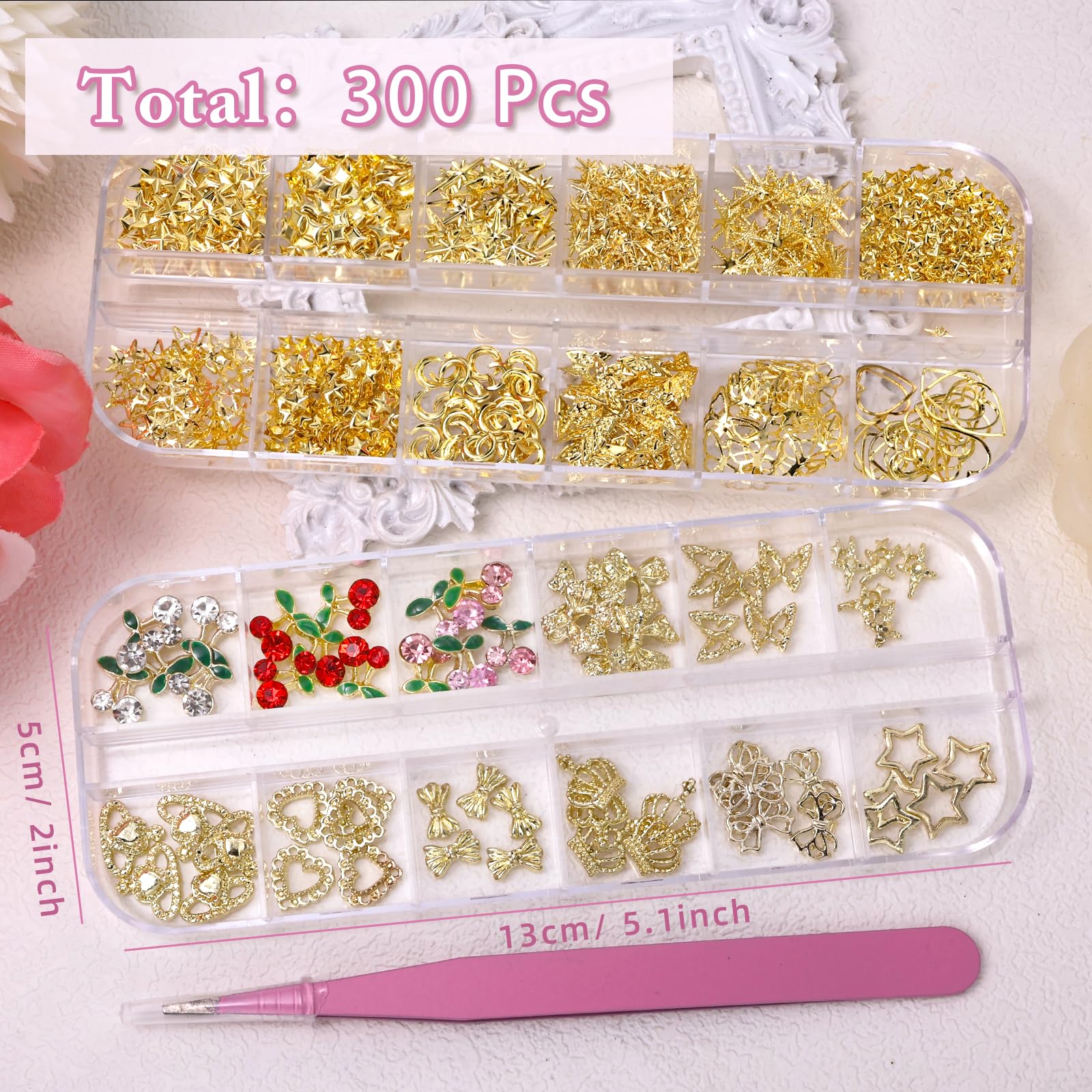 Anower close-up of cherry bow and crown charms, clear detail benefit