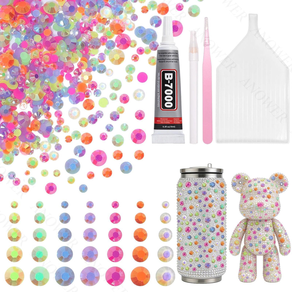 Anower front packaging showing 16,000 rhinestones and included tools, ready to craft