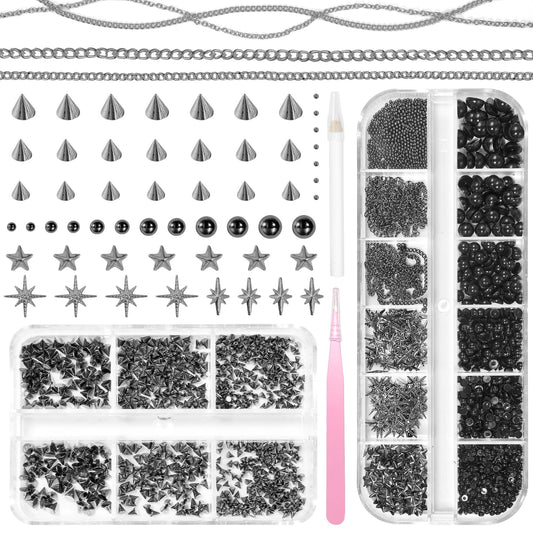 Anower front packaging showing mixed studs and pearls for quick selection