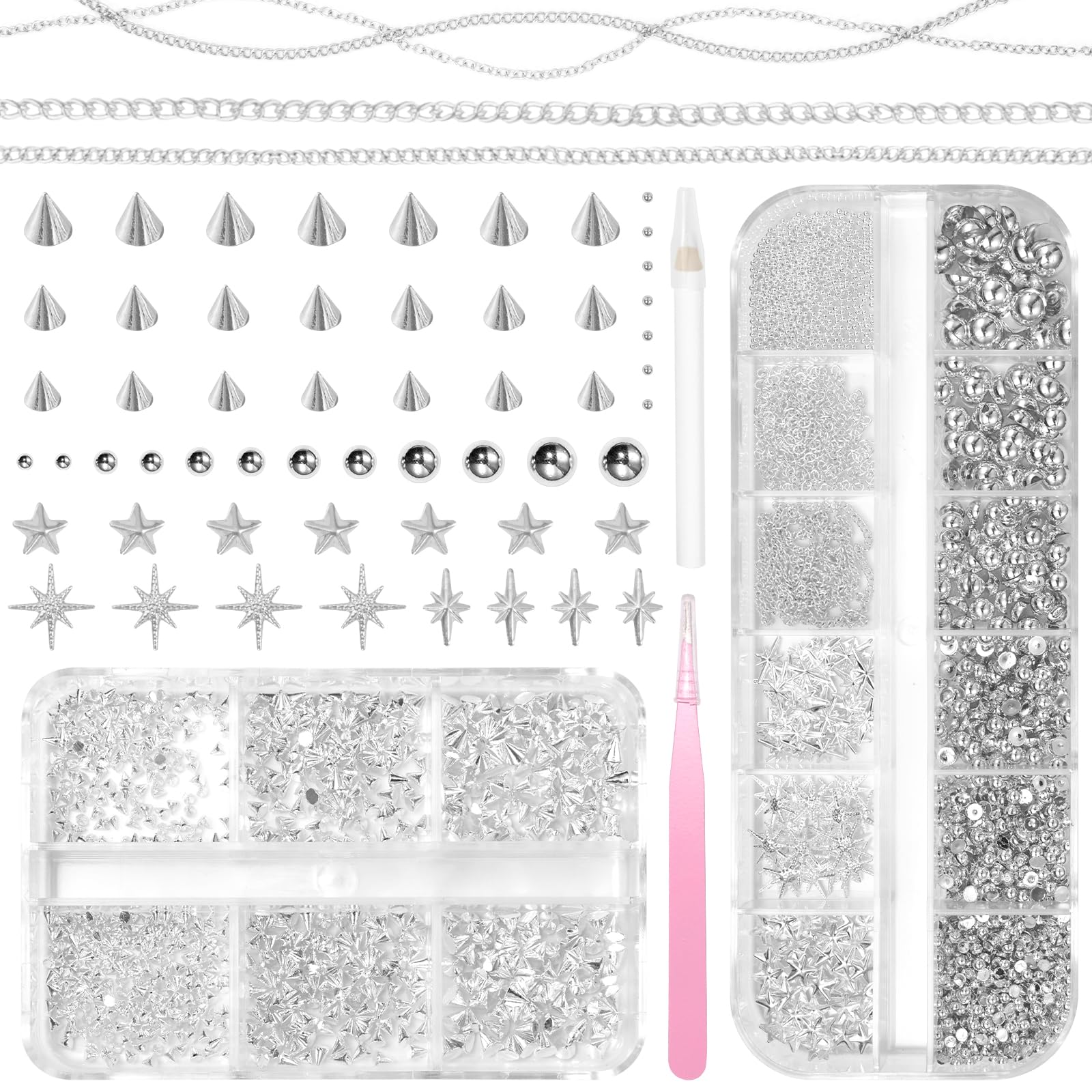 Anower front view of silver pearls kit showing contents and variety benefits