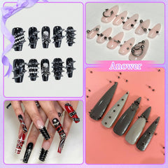 Anower styled manicure lifestyle shot showing finished punk-goth nails