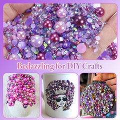 Anower nail art in use with purple gems delivering textured, salon-style accents